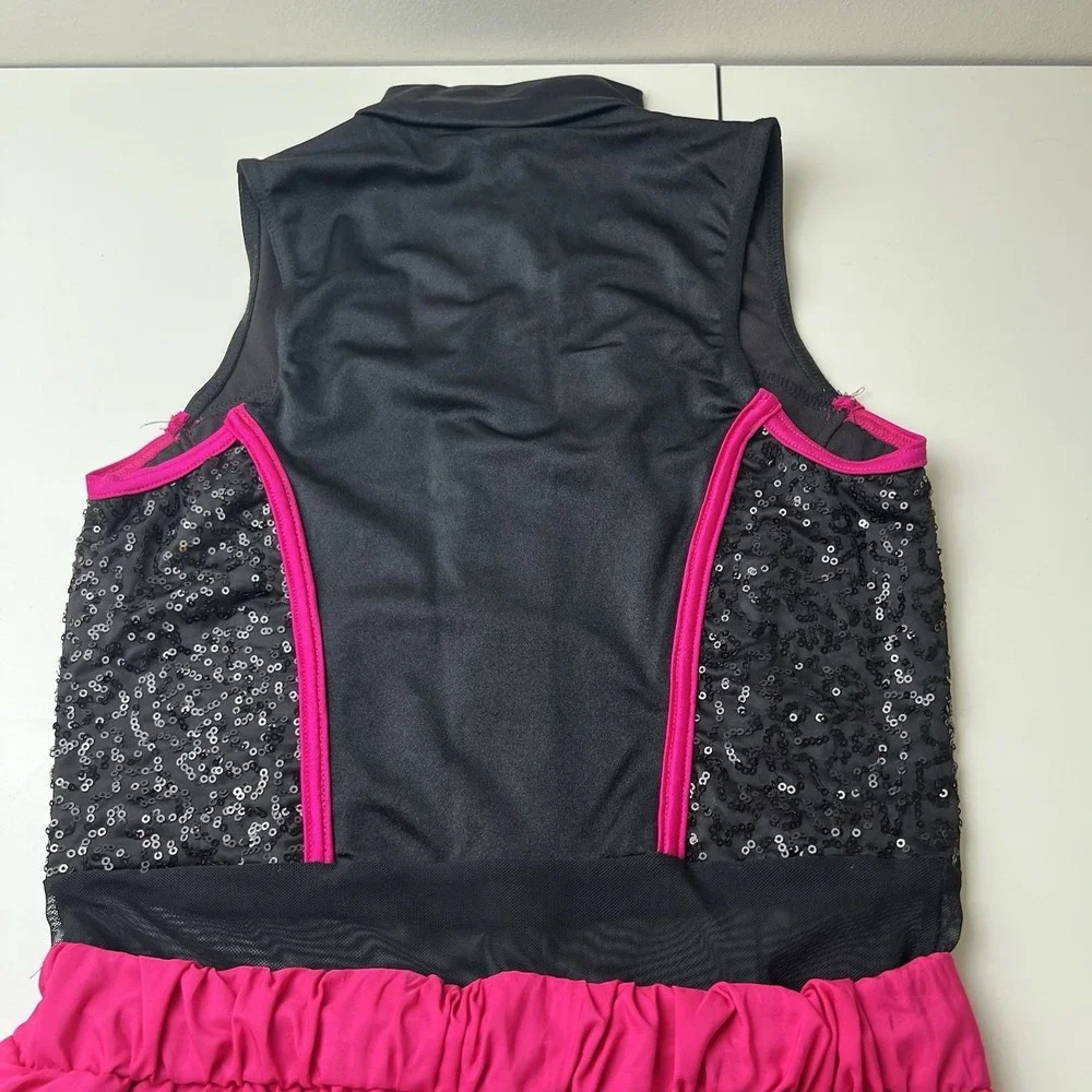 Weissman Hip Hop Dance Costume Jumpsuit Jogger Mesh Pink Black Sequin #16721 MA
